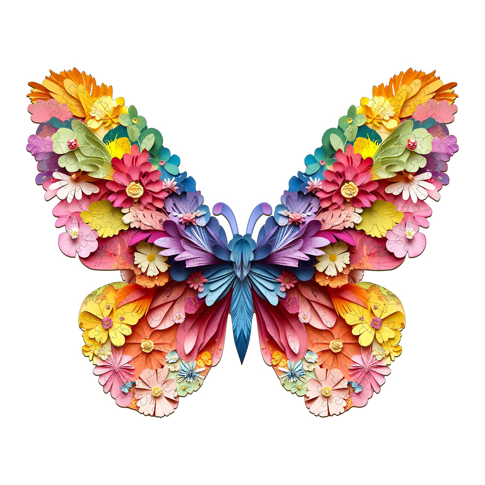 Verspieltes Holzpuzzle – Bunter 3D-Schmetterling Hauptbild