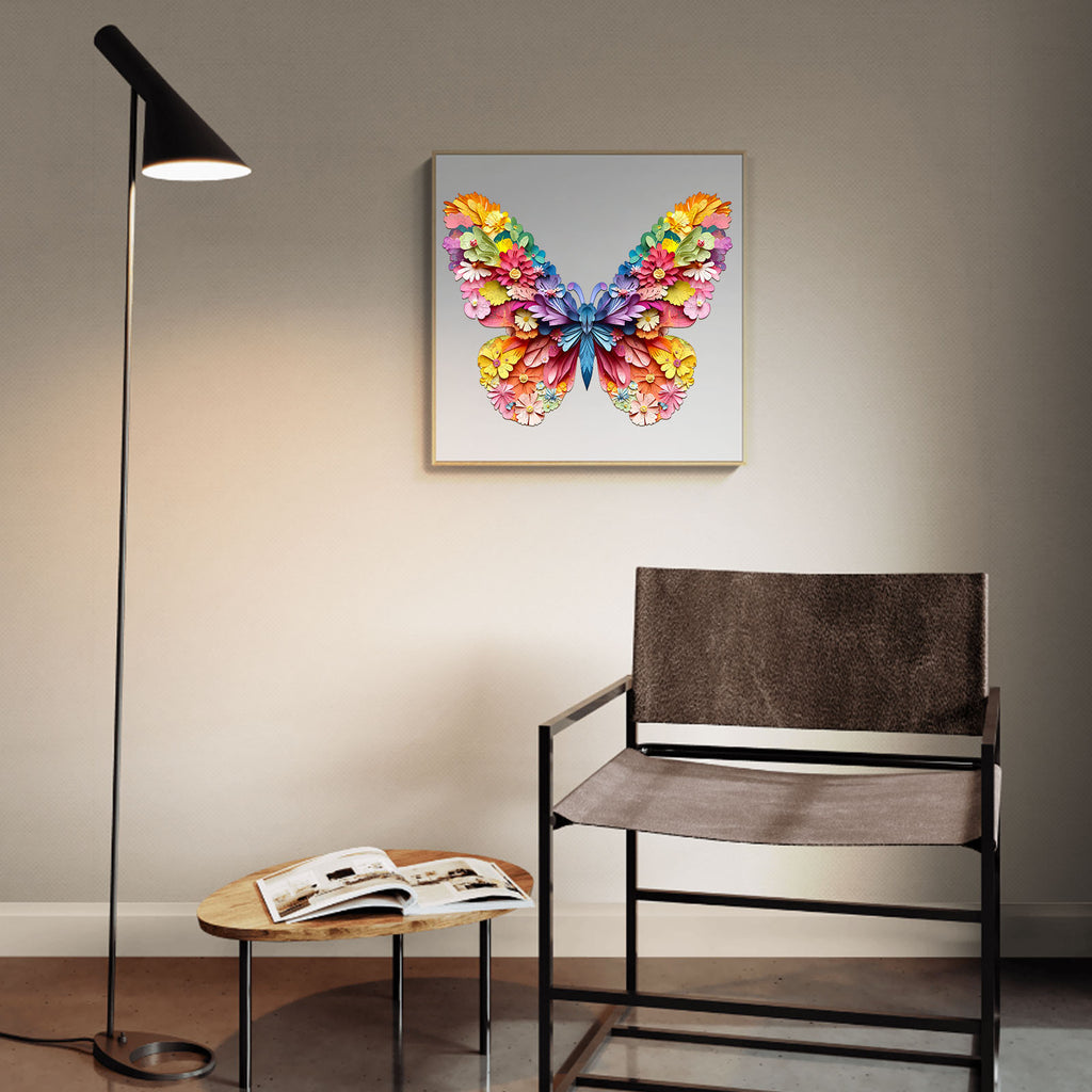 Whimsical Wooden Jigsaw Puzzle-3d colorful butterfly