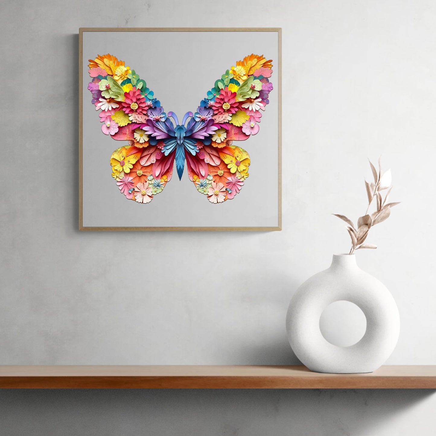 Verspieltes Holzpuzzle – Bunter 3D-Schmetterling