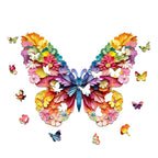 Whimsical Wooden Jigsaw Puzzle-3d colorful butterfly