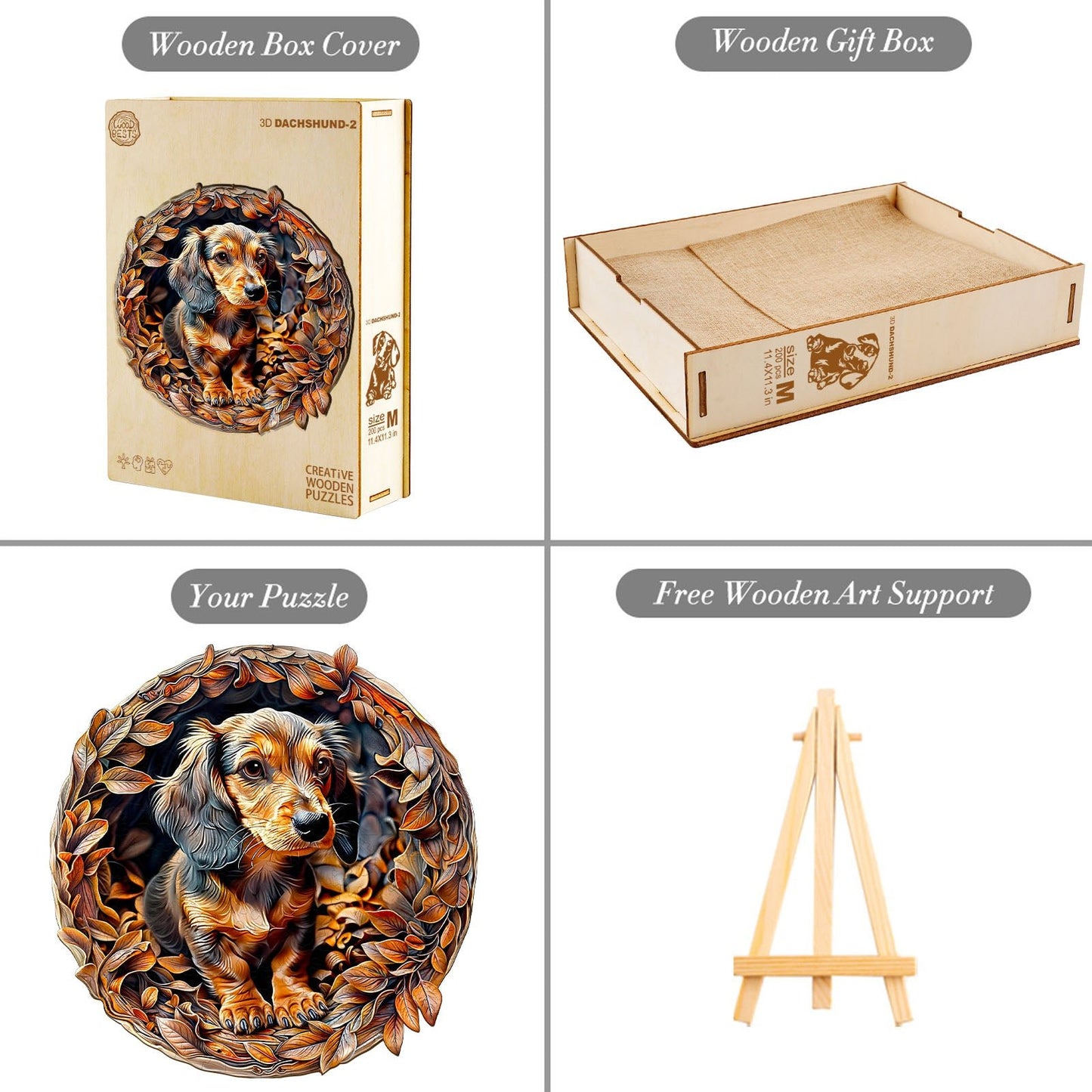 Engaging Wooden Jigsaw Puzzle - 3D dachshund - 2 - pickApuzzle