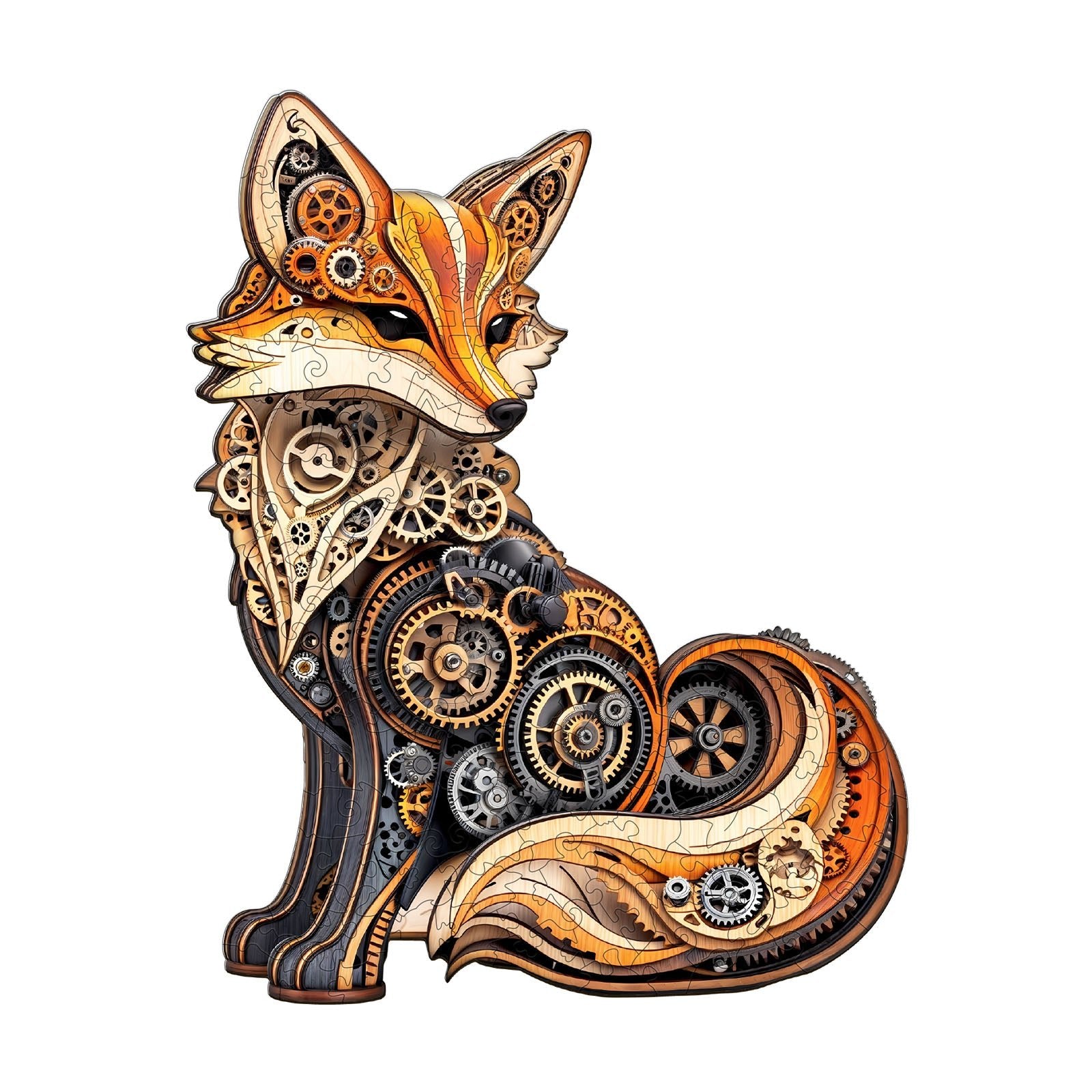 Whimsical Wooden Jigsaw Puzzle - 3D Gear fox - pickApuzzle Hauptbild