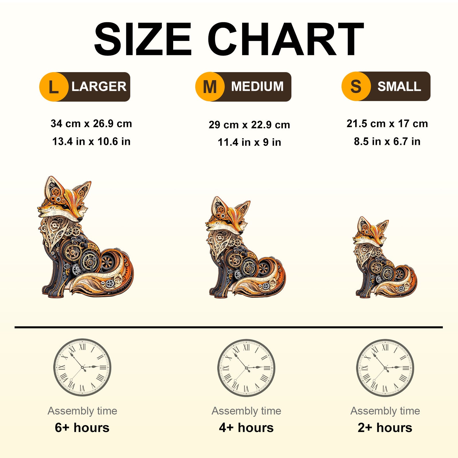 Whimsical Wooden Jigsaw Puzzle - 3D Gear fox - pickApuzzle