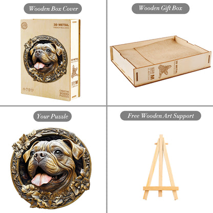Whimsical Wooden Jigsaw Puzzle - 3D Metal French Bulldog - pickApuzzle