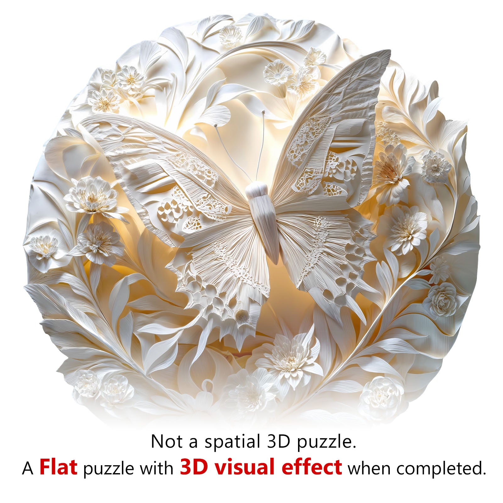 Whimsical Wooden Jigsaw Puzzle - 3d paper butterfly - pickApuzzle