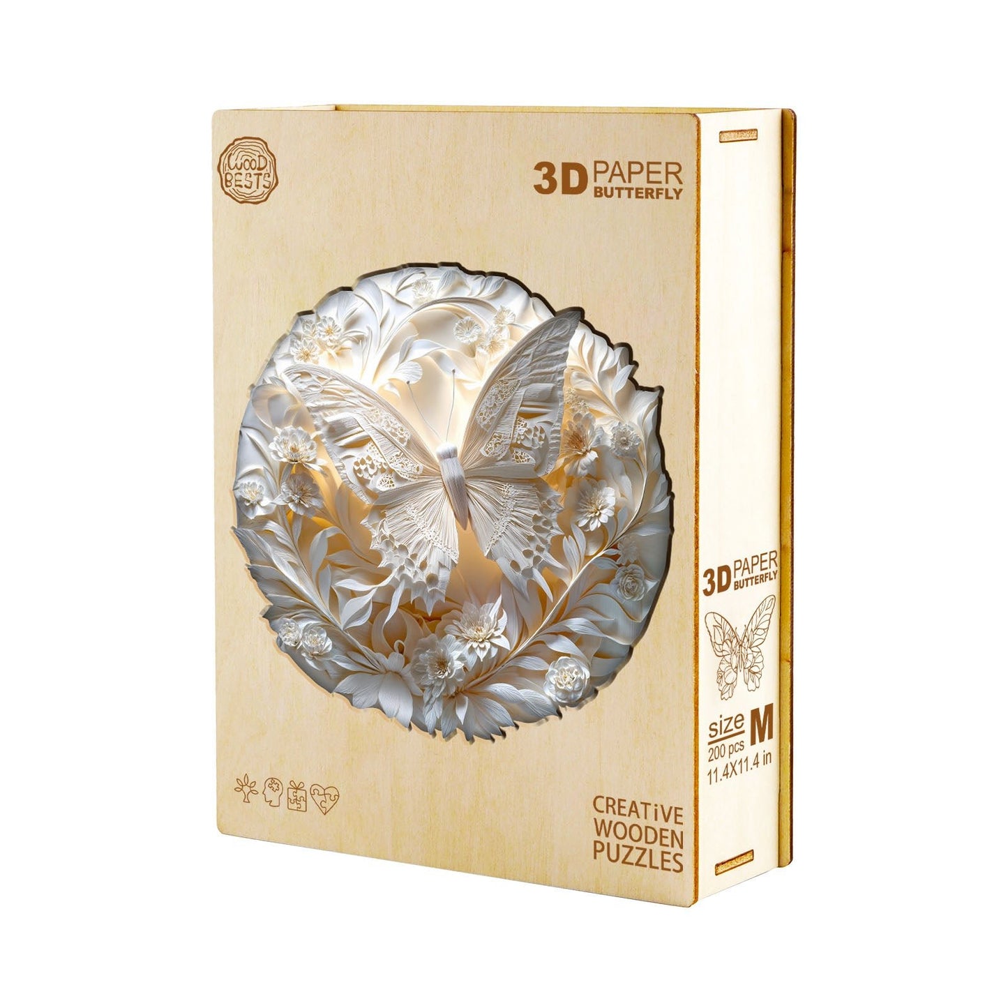 Whimsical Wooden Jigsaw Puzzle - 3d paper butterfly - pickApuzzle