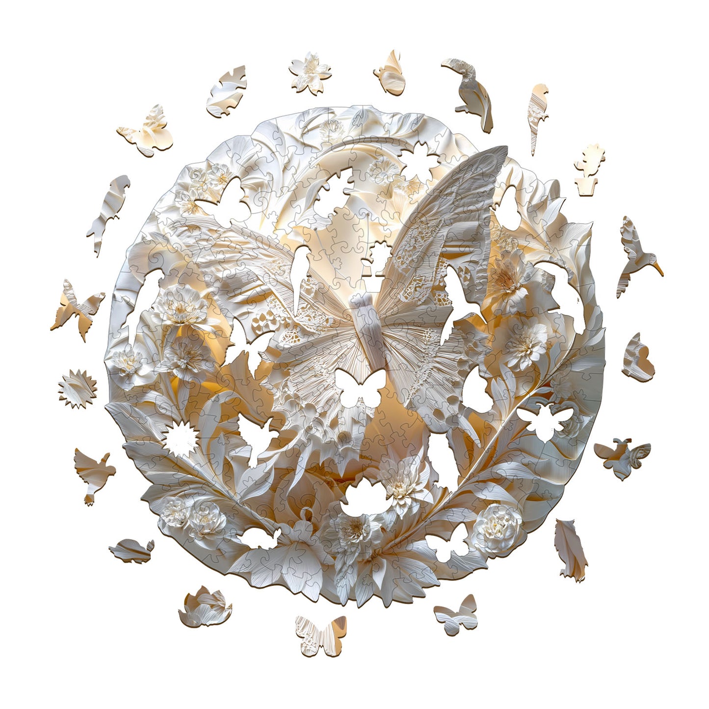 Whimsical Wooden Jigsaw Puzzle - 3d paper butterfly - pickApuzzle
