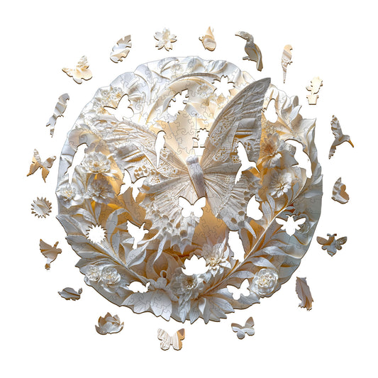 Whimsical Wooden Jigsaw Puzzle - 3d paper butterfly - pickApuzzle