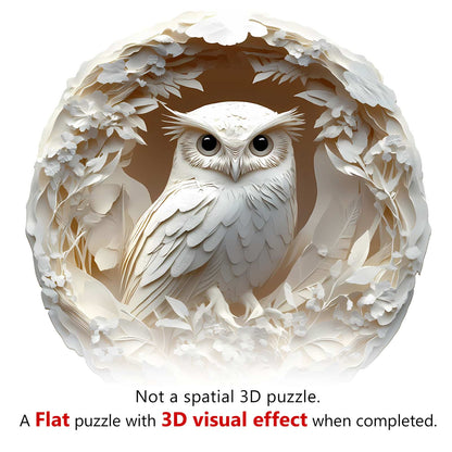 Whimsical Wooden Jigsaw Puzzle - 3D Paper Carved Owl - pickApuzzle