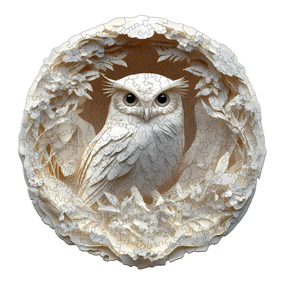 Whimsical Wooden Jigsaw Puzzle - 3D Paper Carved Owl - pickApuzzle