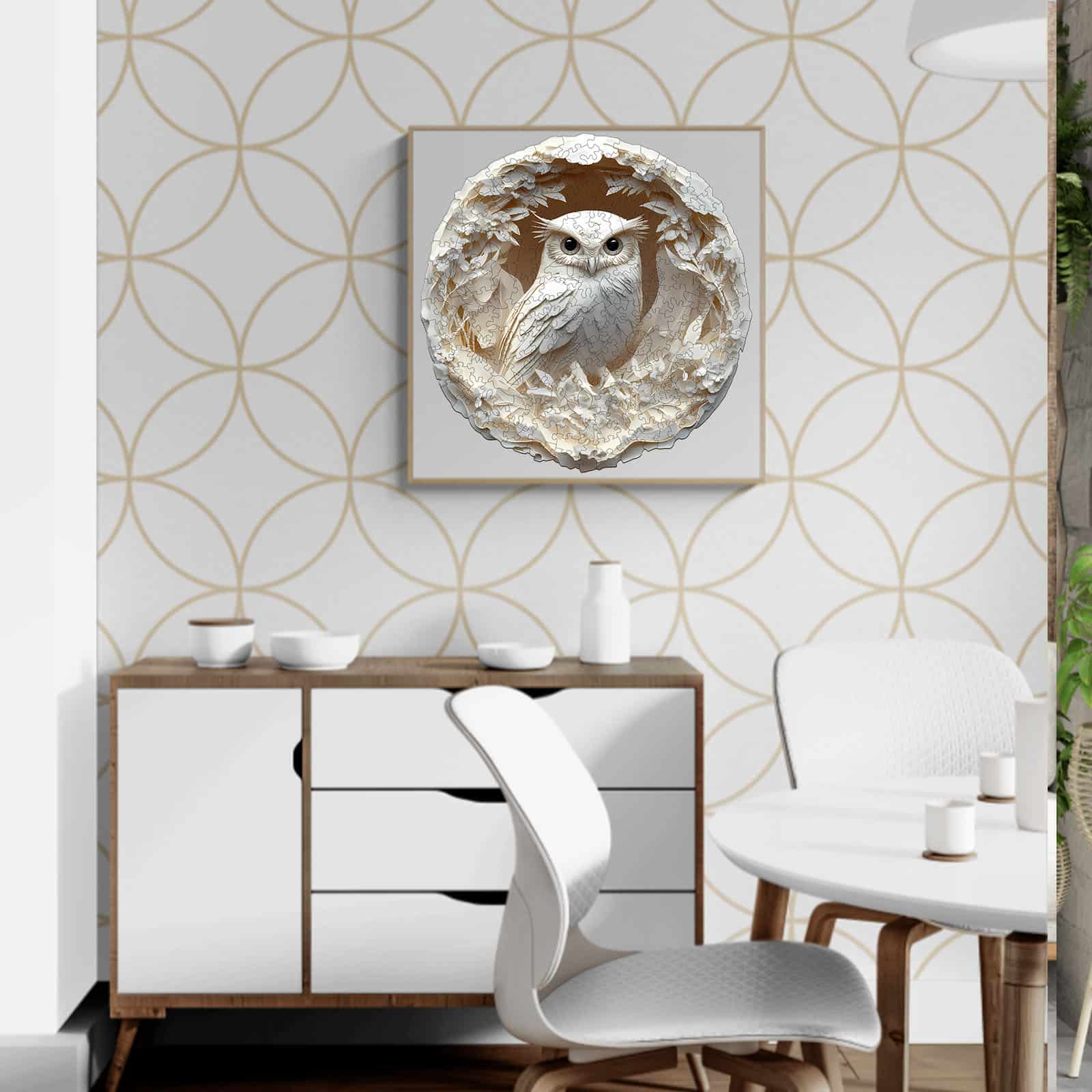 Whimsical Wooden Jigsaw Puzzle - 3D Paper Carved Owl - pickApuzzle