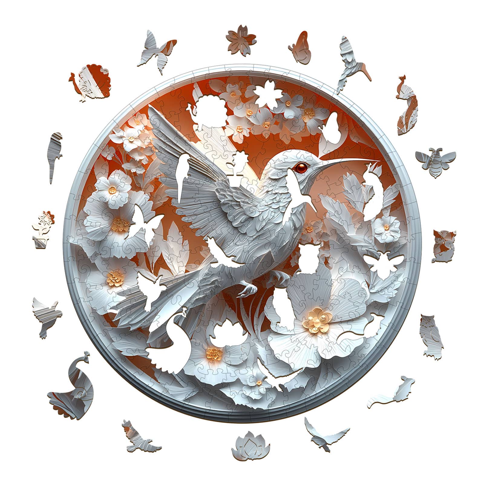 Skurriles Holzpuzzle – 3D-Kolibri aus Papier Zweitbild