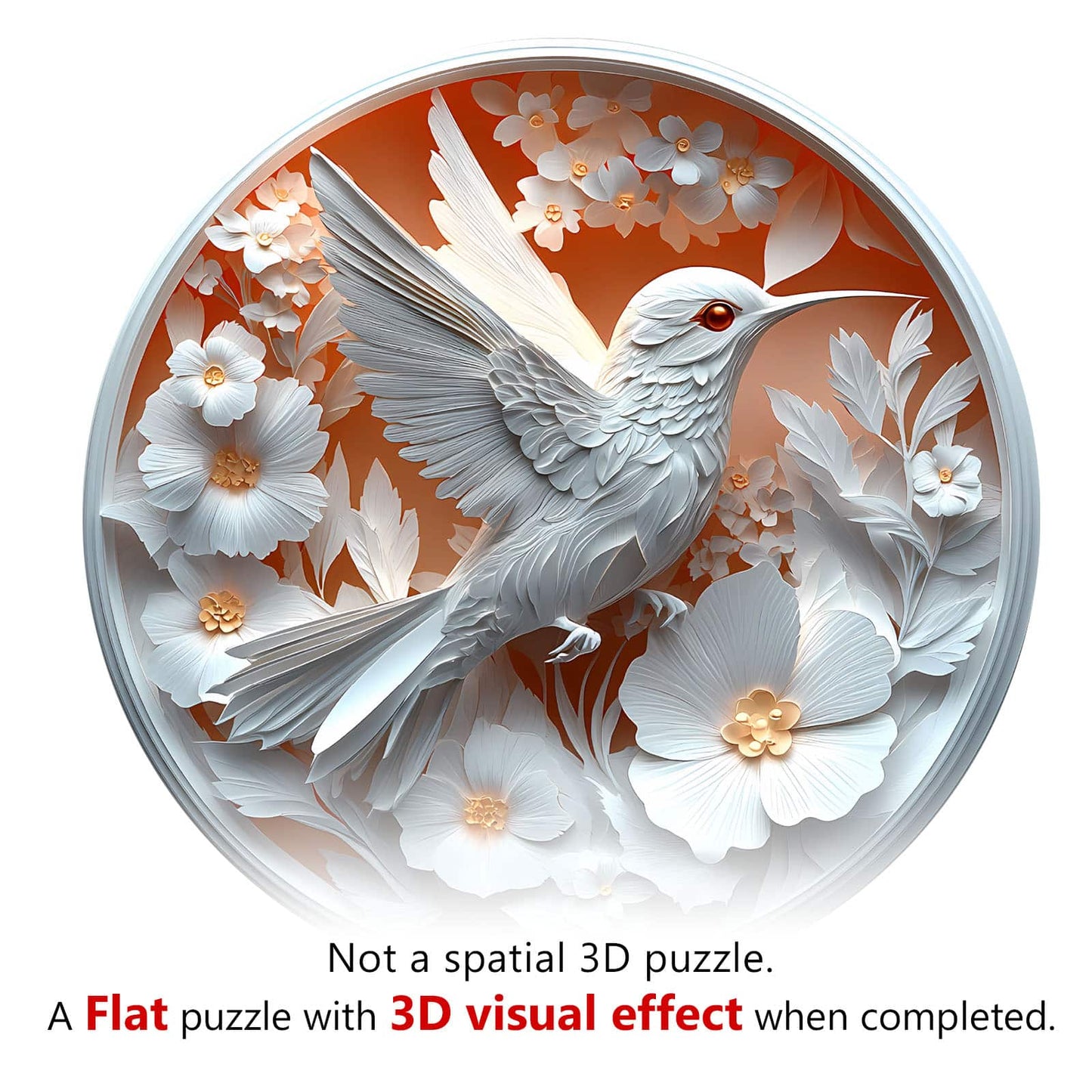 Whimsical Wooden Jigsaw Puzzle - 3D Paper Hummingbird - pickApuzzle