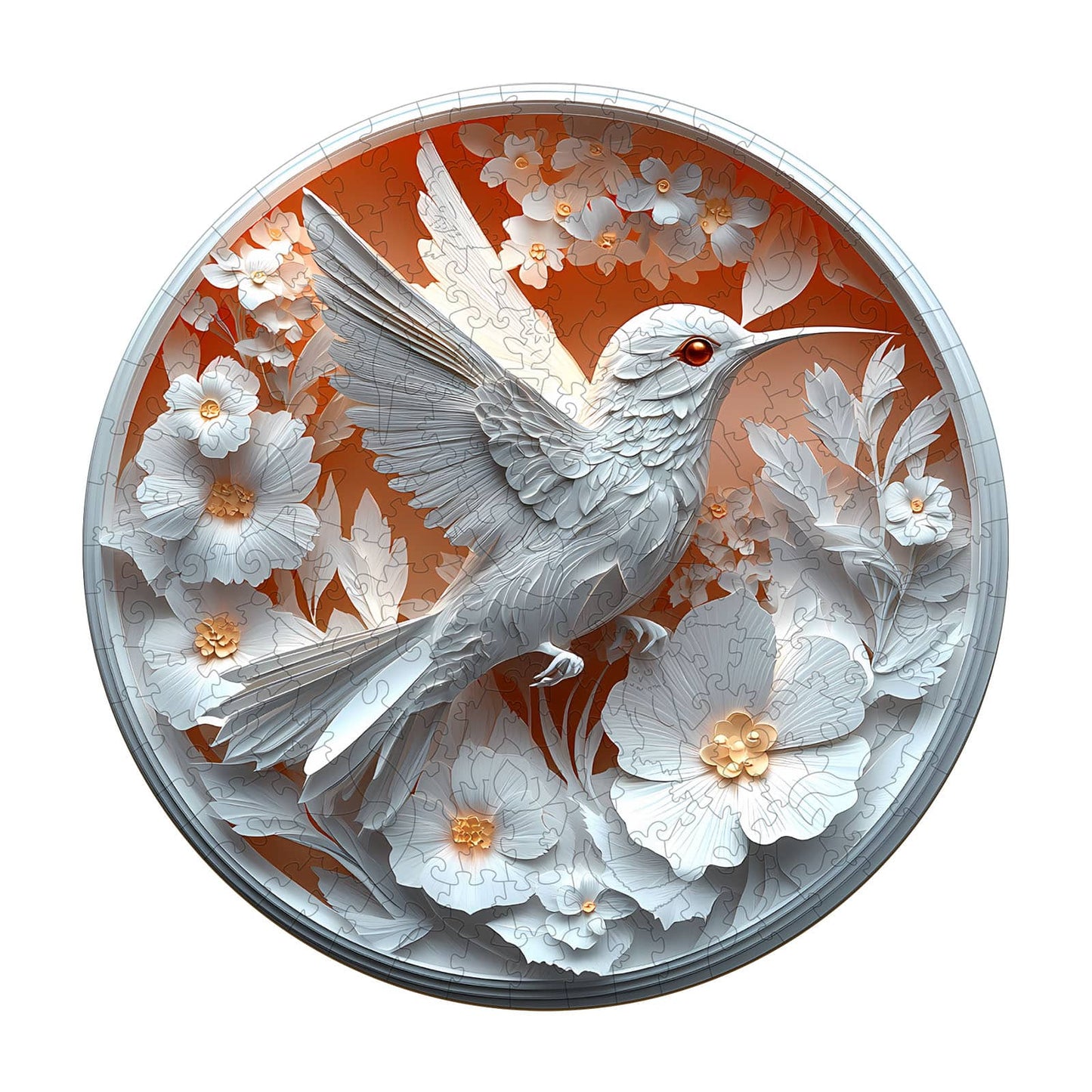 Whimsical Wooden Jigsaw Puzzle - 3D Paper Hummingbird - pickApuzzle
