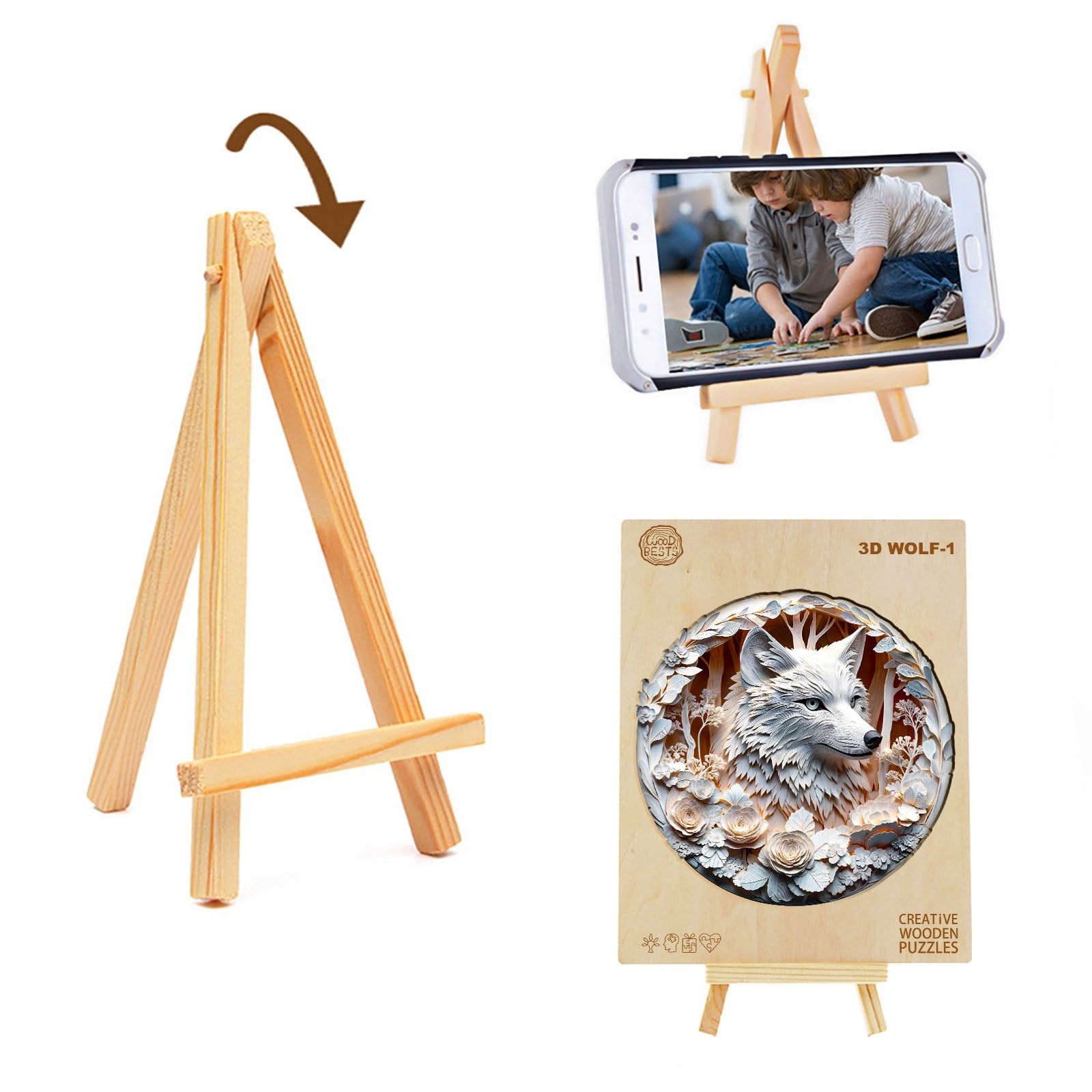 Whimsical Wooden Jigsaw Puzzle - 3D Wolf - 1 - pickApuzzle