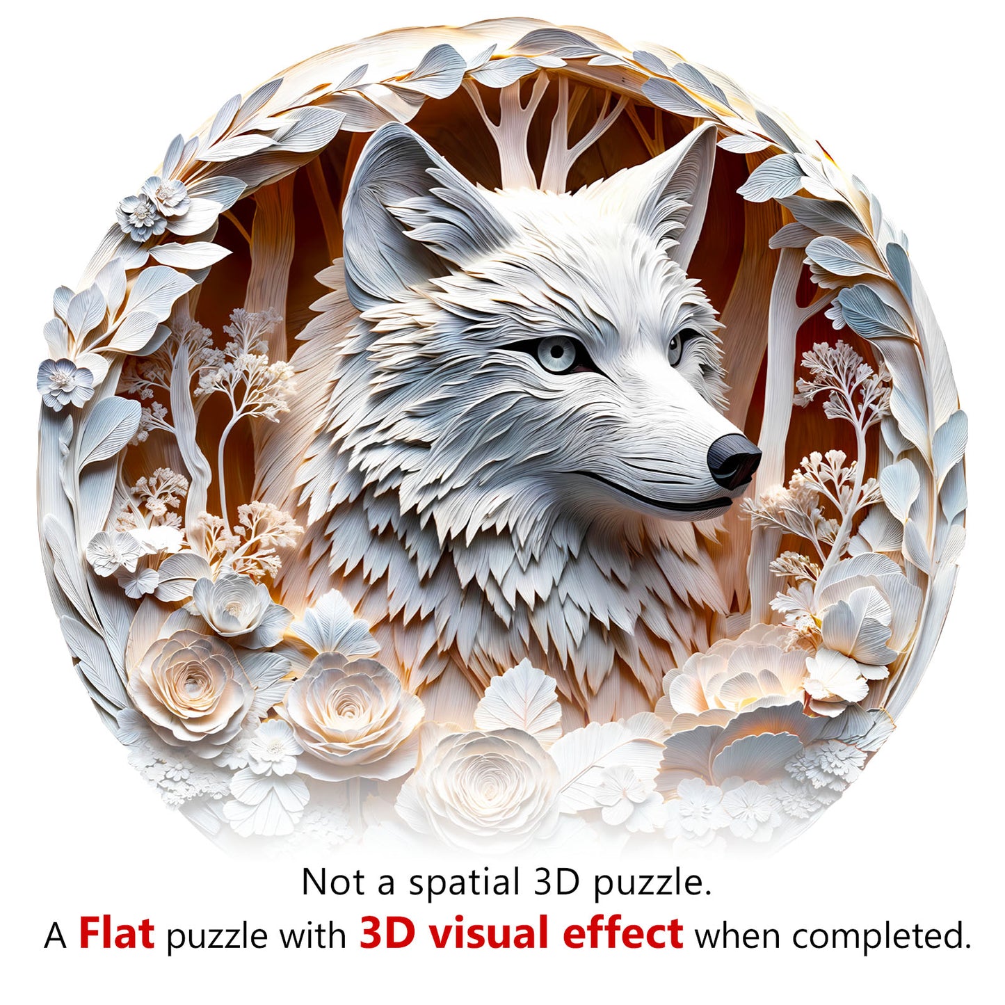 Whimsical Wooden Jigsaw Puzzle - 3D Wolf - 1 - pickApuzzle