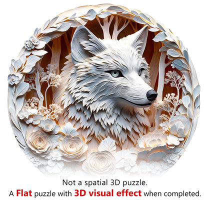 Whimsical Wooden Jigsaw Puzzle - 3D Wolf - 1 - pickApuzzle
