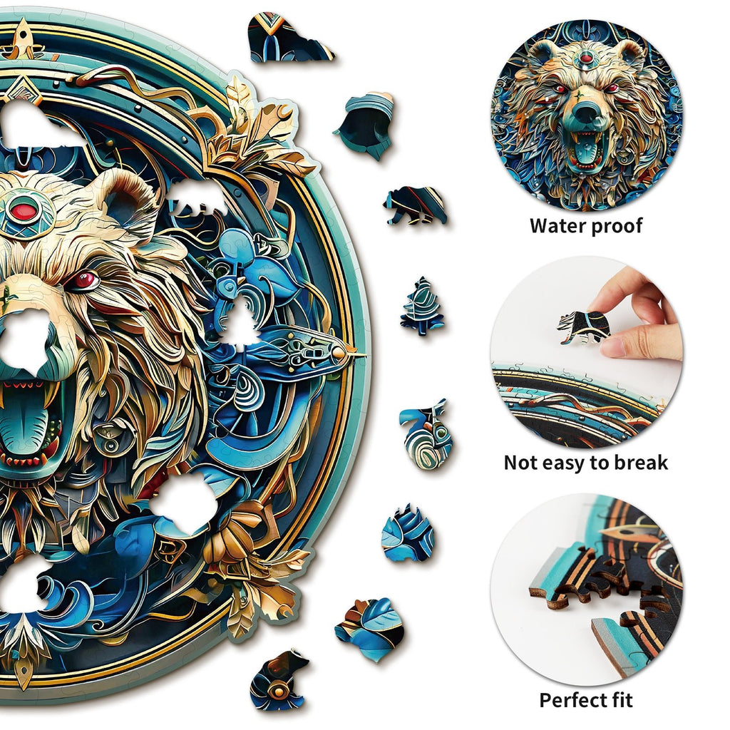 Whimsical Wooden Jigsaw Puzzle - Angry Bear - pickApuzzle