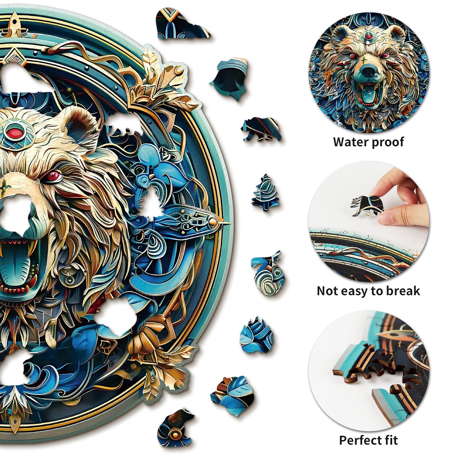 Whimsical Wooden Jigsaw Puzzle - Angry Bear - pickApuzzle