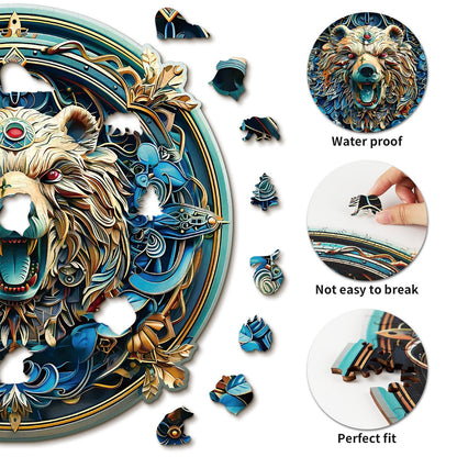 Whimsical Wooden Jigsaw Puzzle - Angry Bear - pickApuzzle