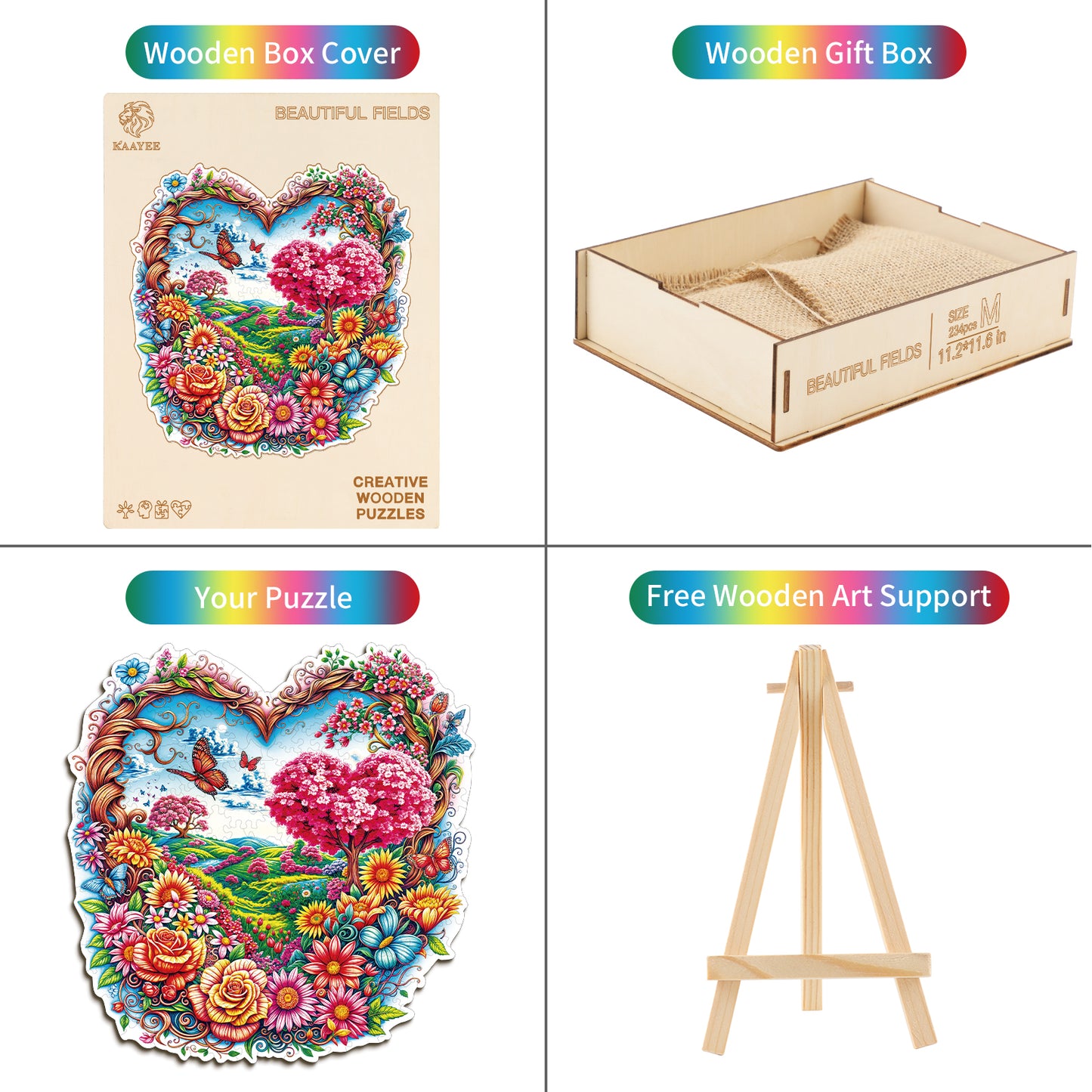 Verspieltes Holzpuzzle – Wunderschöne Felder