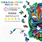 Whimsical Wooden Jigsaw Puzzle - Beautiful hummingbird - pickApuzzle