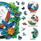 Whimsical Wooden Jigsaw Puzzle - Beautiful hummingbird - pickApuzzle
