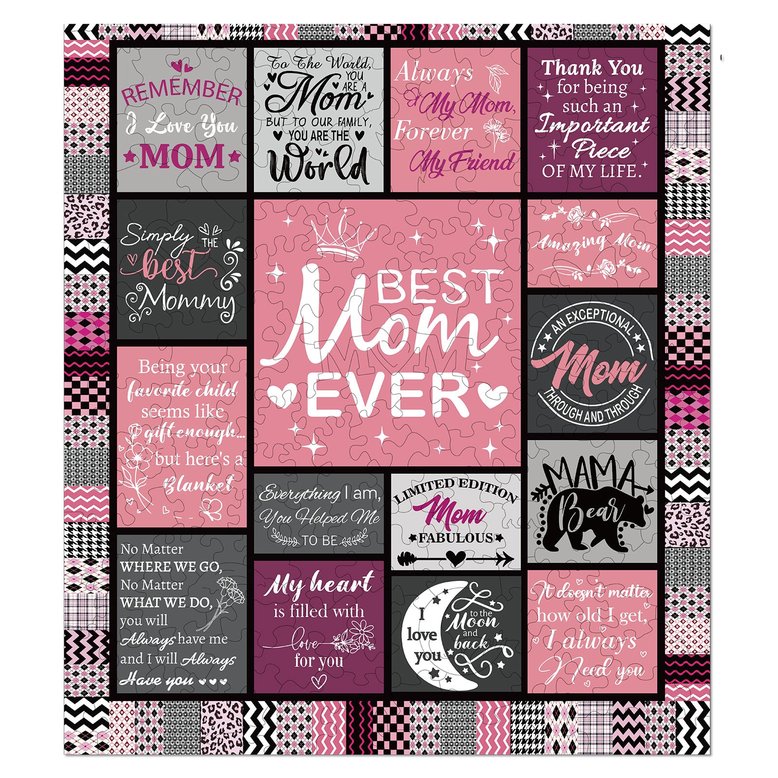 Whimsical Wooden Jigsaw Puzzle- Best Mom Main image