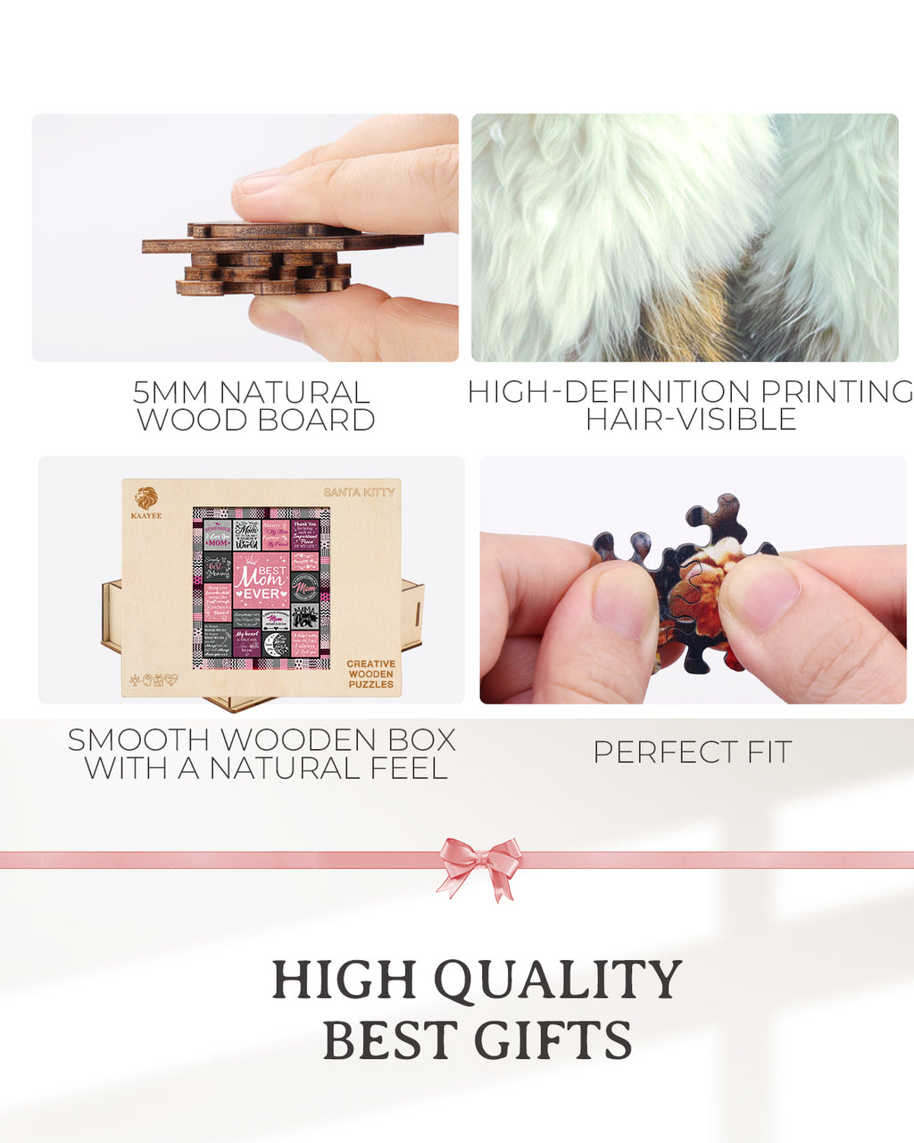Verspieltes Holzpuzzle – Beste Mama