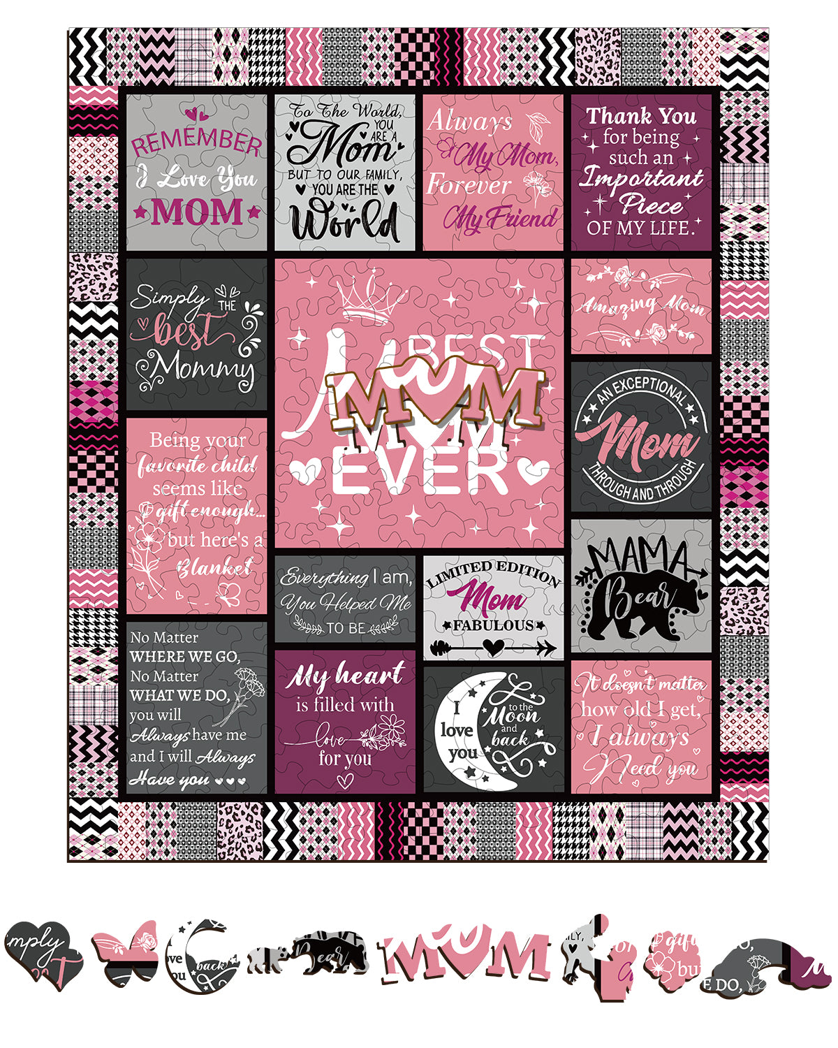 Whimsical Wooden Jigsaw Puzzle- Best Mom Secondary image