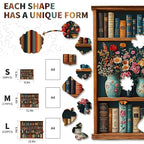 Skurriles hölzernes Puzzle-Bücherregal-Blume
