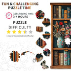 Skurriles hölzernes Puzzle-Bücherregal-Blume