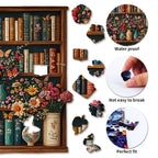 Skurriles hölzernes Puzzle-Bücherregal-Blume