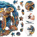 Whimsical Wooden Jigsaw Puzzle-Brave Sea Turtle