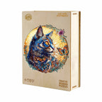 Whimsical Wooden Jigsaw Puzzle-Cat and Butterfly