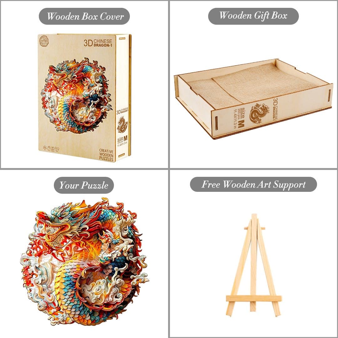 Verträumtes Holzpuzzle – Chinesischer Drache 1