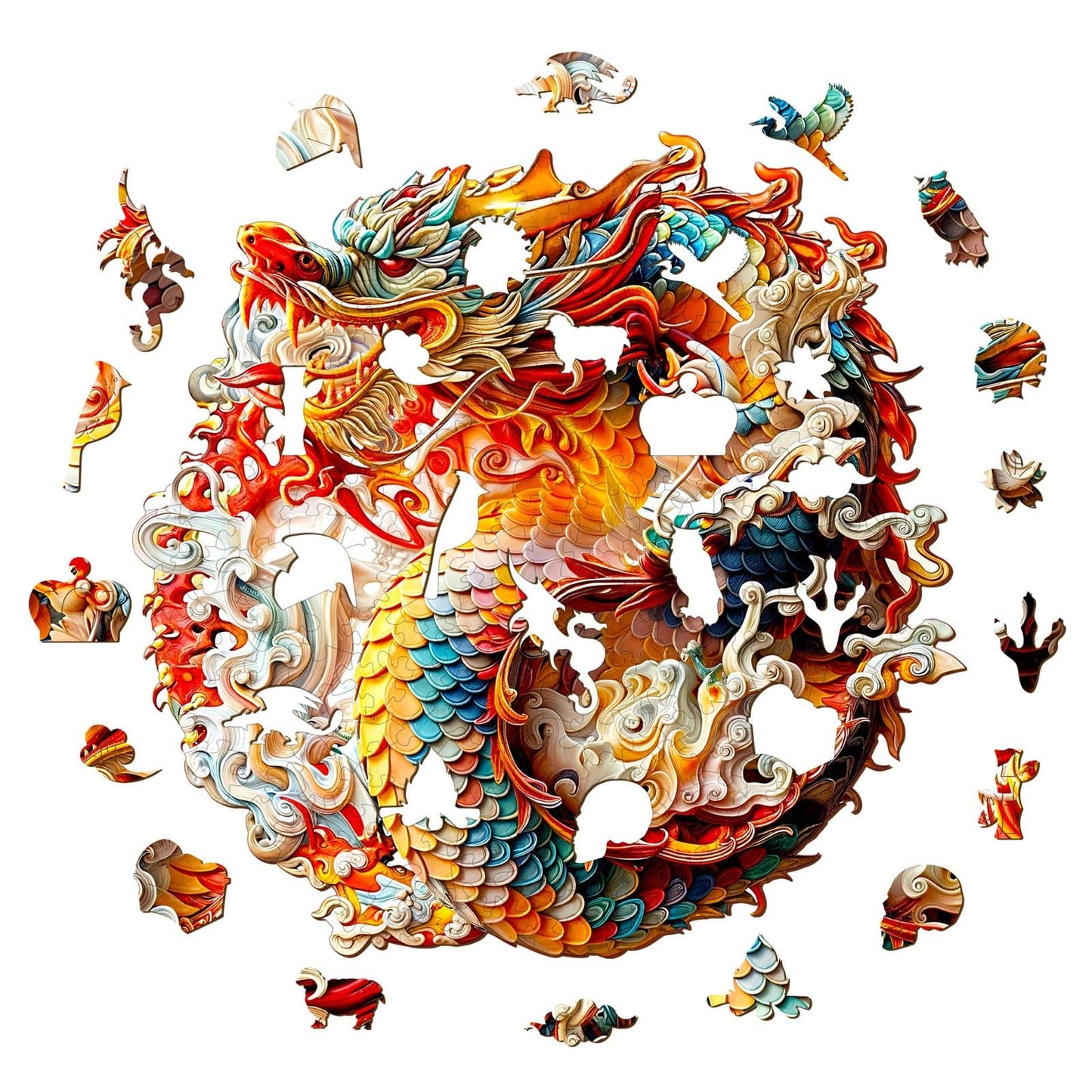 Verträumtes Holzpuzzle – Chinesischer Drache 1