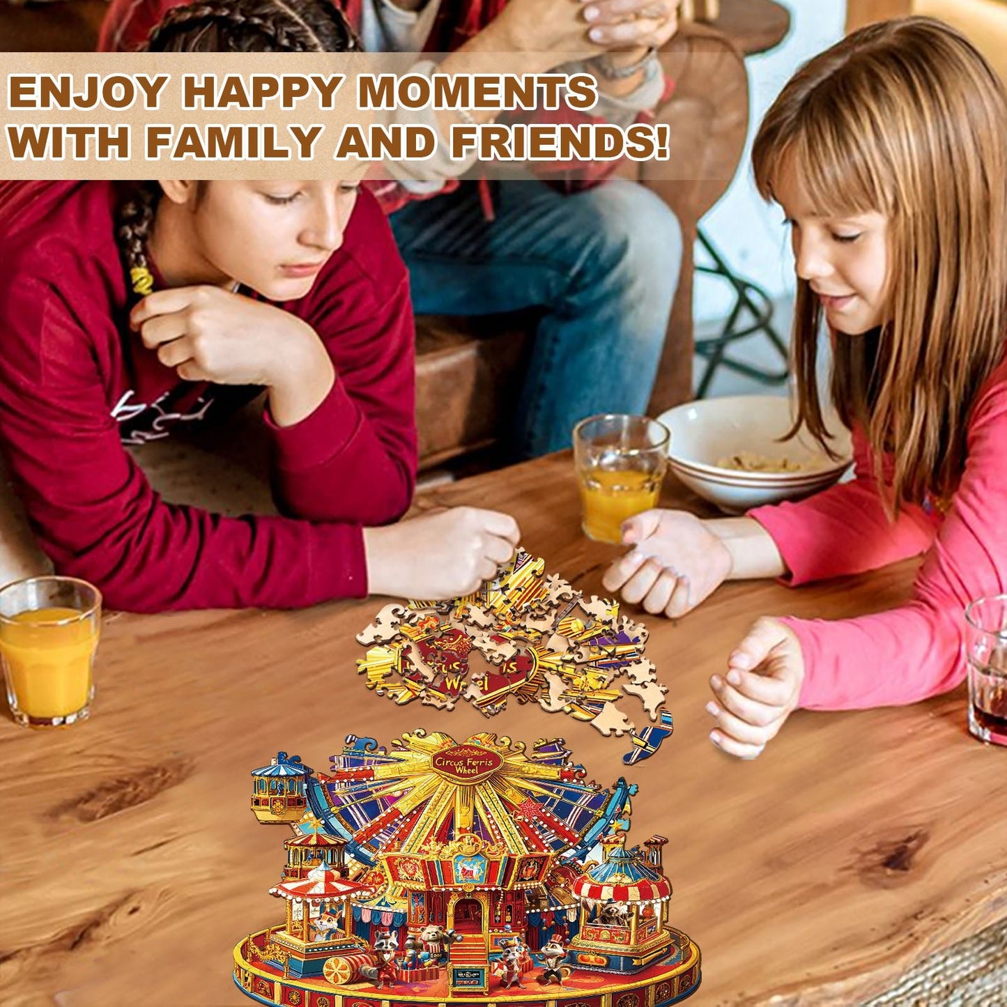 Whimsical Wooden Jigsaw Puzzle - Circus Ferris Wheel - pickApuzzle