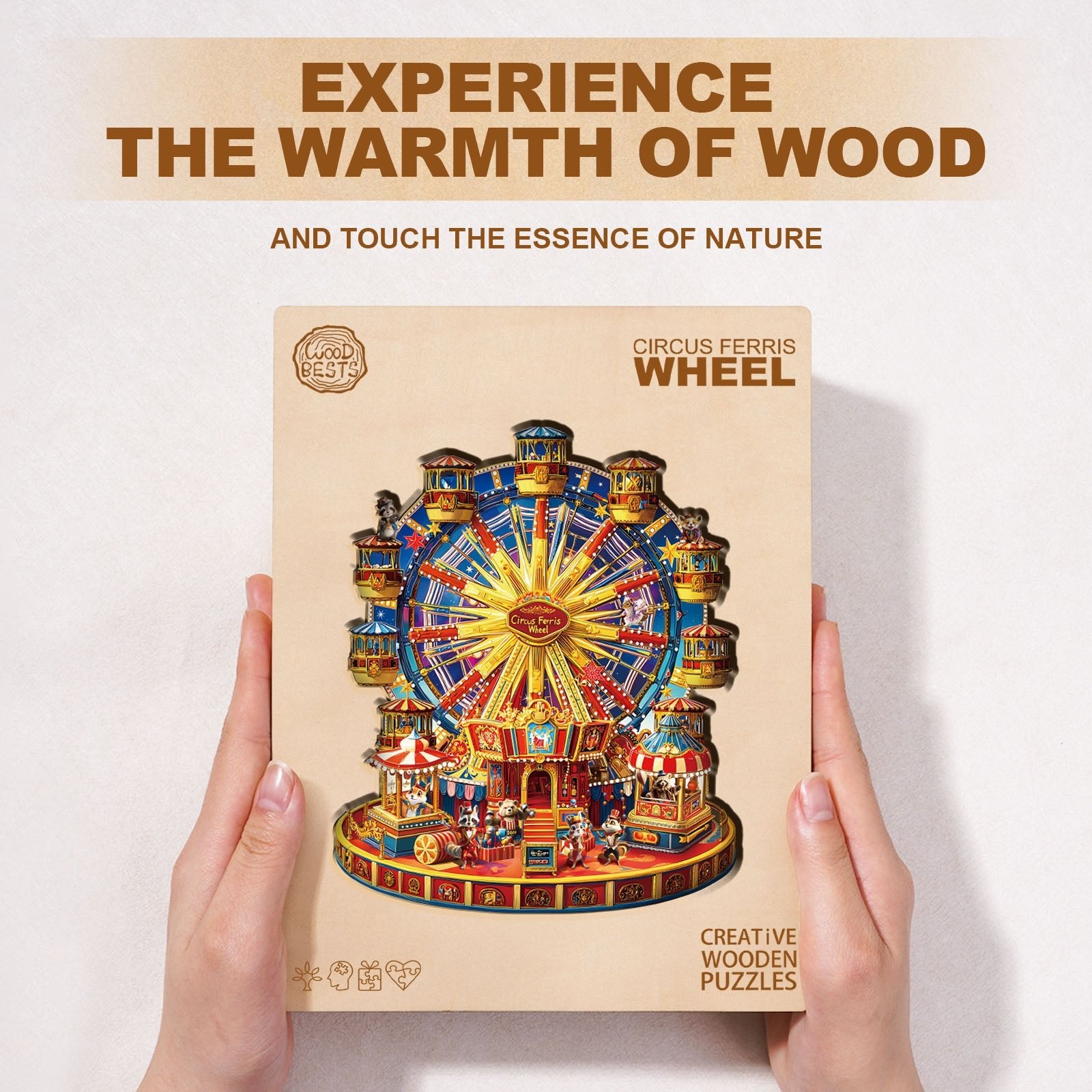 Whimsical Wooden Jigsaw Puzzle - Circus Ferris Wheel - pickApuzzle
