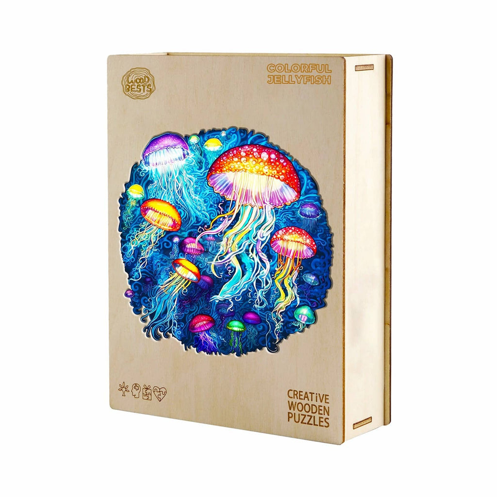 Casse-tête en bois fantaisiste - méduses colorées