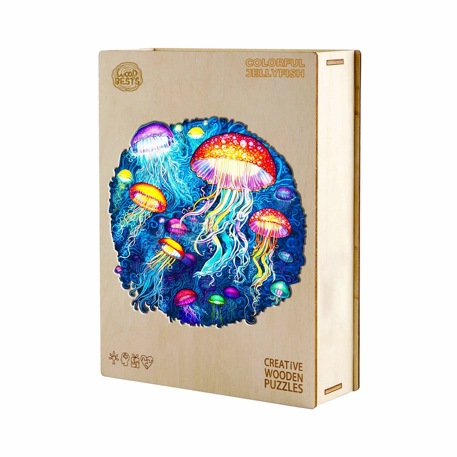 Casse-tête en bois fantaisiste - méduses colorées