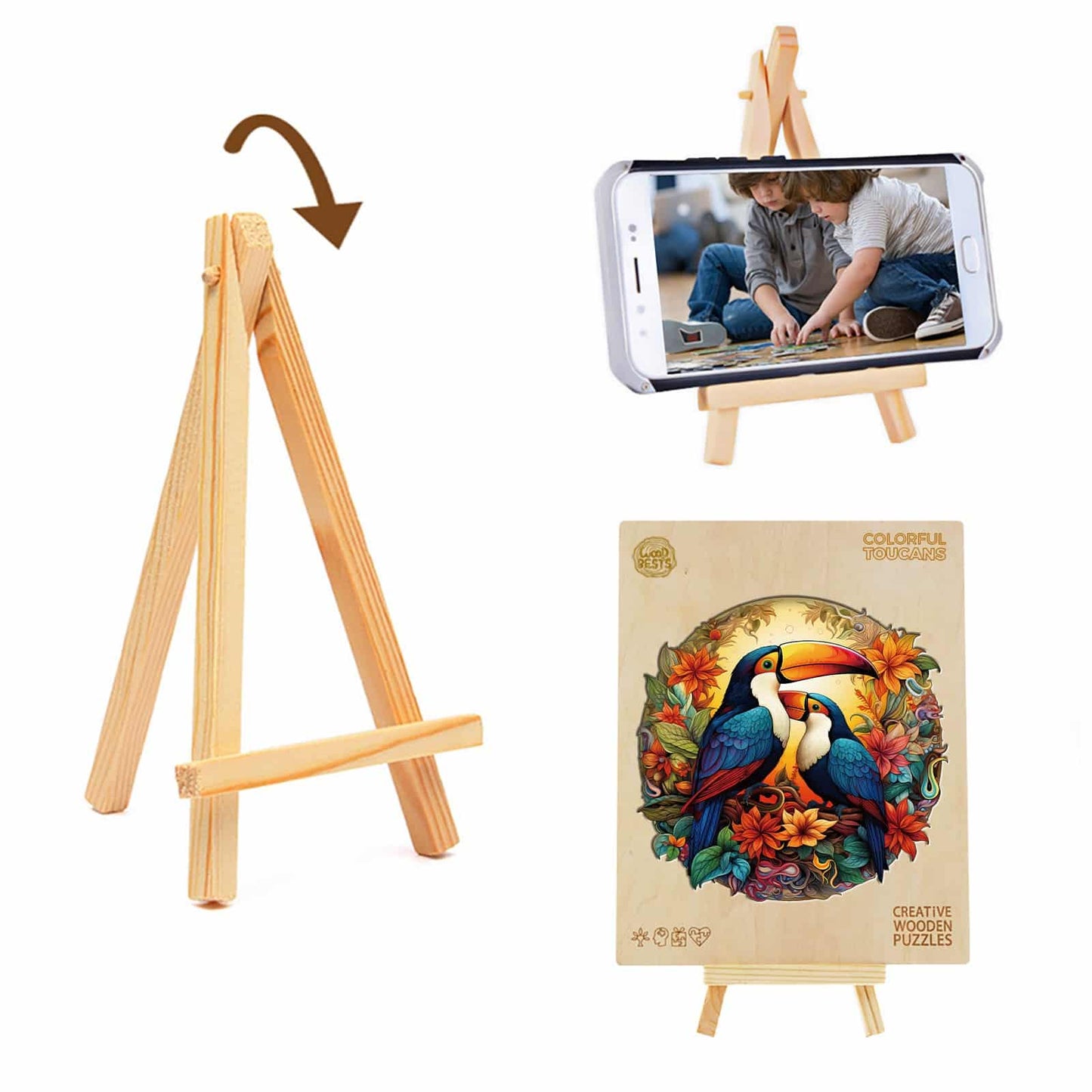 Whimsical Wooden Jigsaw Puzzle-Colorful Toucans