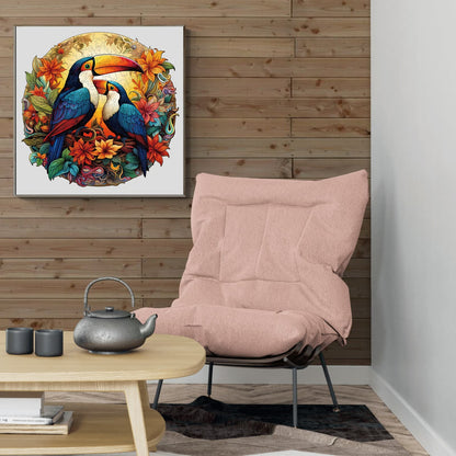 Whimsical Wooden Jigsaw Puzzle-Colorful Toucans