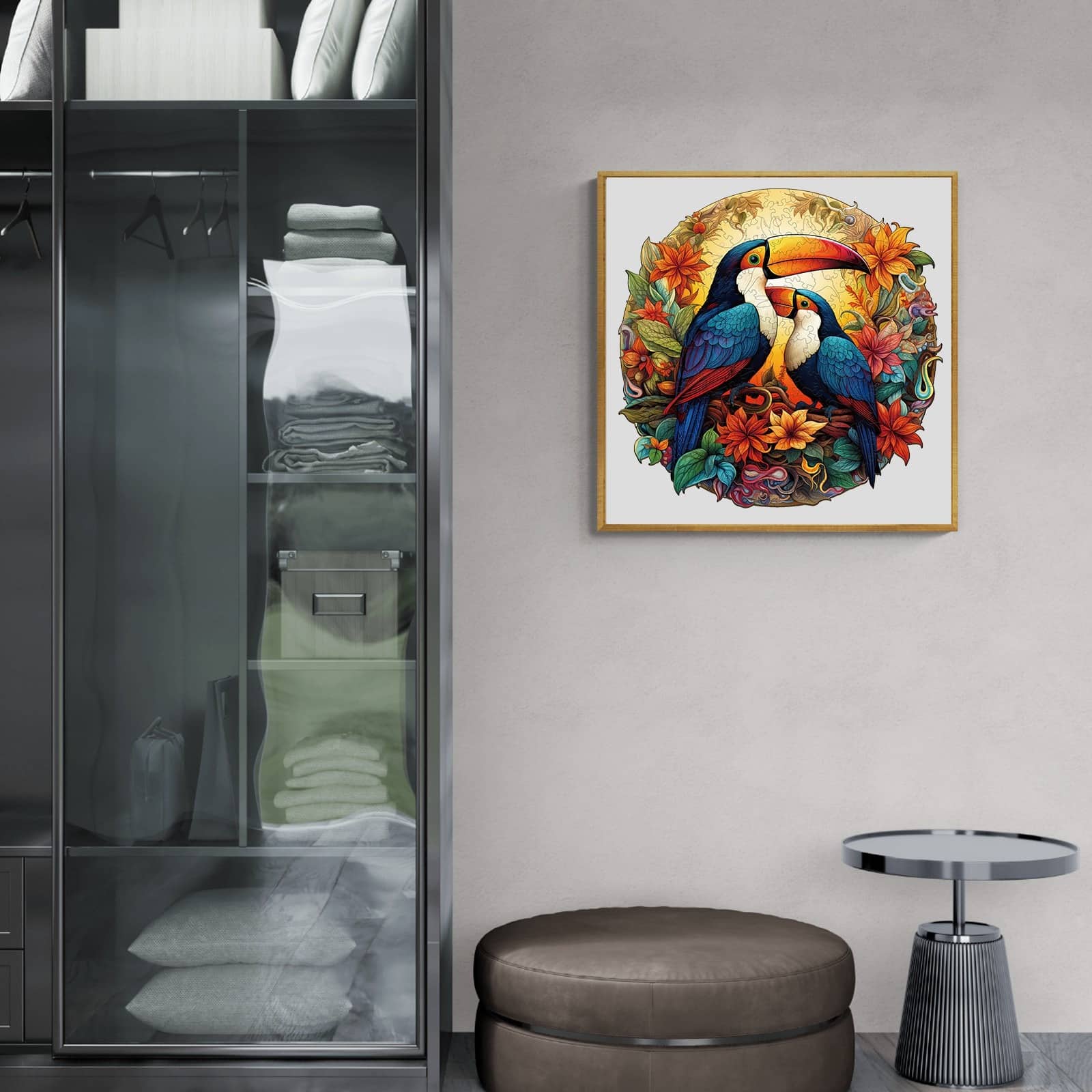 Whimsical Wooden Jigsaw Puzzle-Colorful Toucans