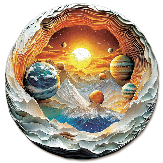Puzzle en bois fantaisiste - Voyage interplanétaire