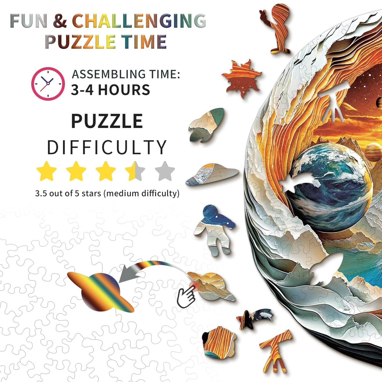 Launiges Holzpuzzle - Planetenreise