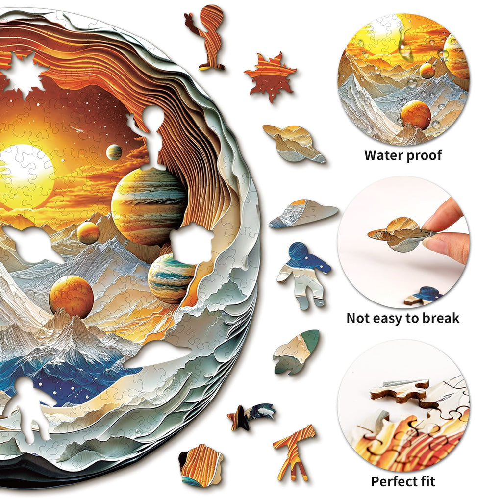 Puzzle en bois fantaisiste - Voyage interplanétaire