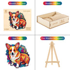 Whimsical Wooden Jigsaw Puzzle - Cute Corgi - pickApuzzle