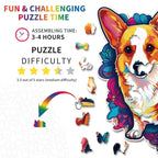 Whimsical Wooden Jigsaw Puzzle - Cute Corgi - pickApuzzle