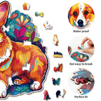 Whimsical Wooden Jigsaw Puzzle - Cute Corgi - pickApuzzle